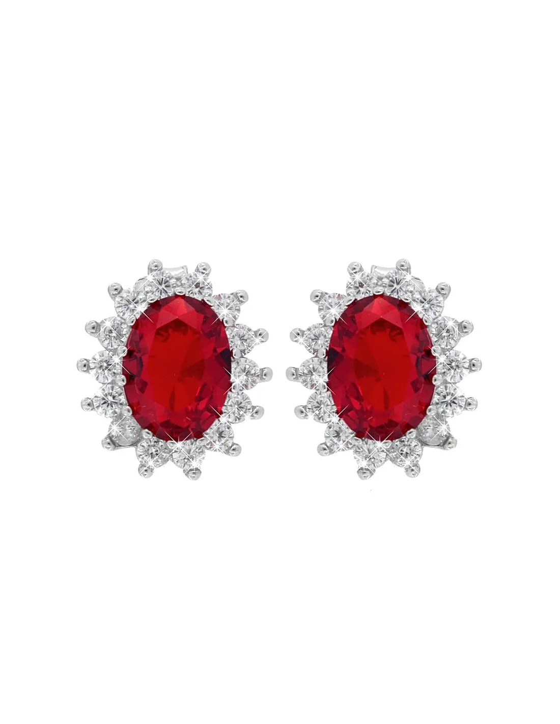 Orecchini Argento Rodiato Principessa Rosso 8X6