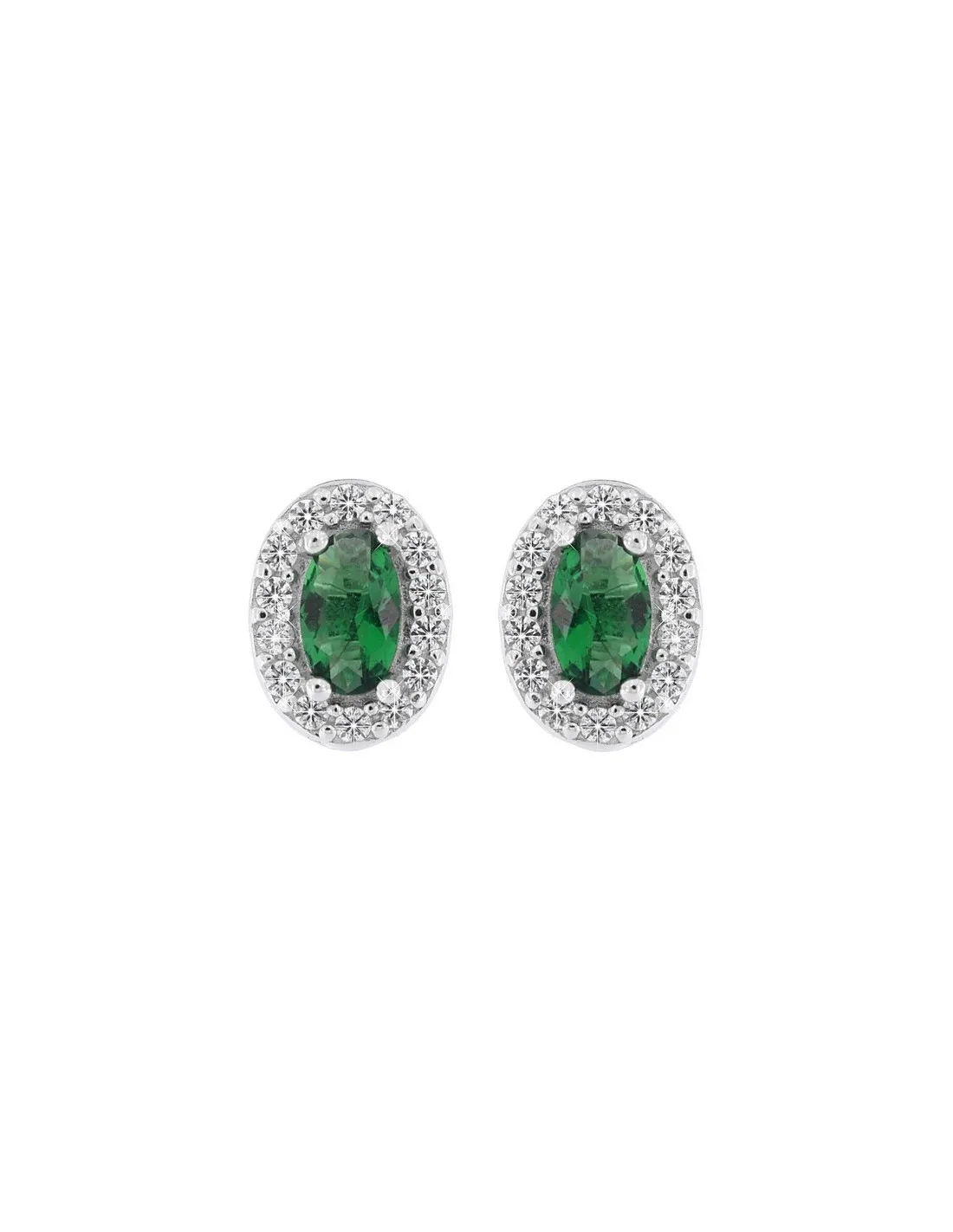 Orecchini Argento Rodiato Principessa Verde 5x3MM