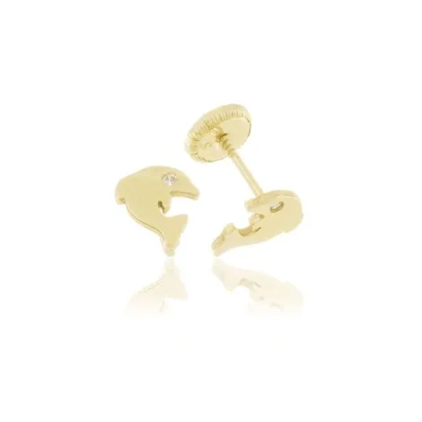 Orecchini Delfino Oro Giallo 9kt Zirconi