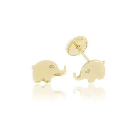 Orecchini Elefante Oro Giallo 9kt Zirconi