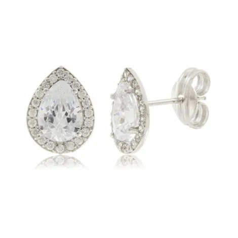 Orecchini Goccia Oro Bianco 9kt Zirconi