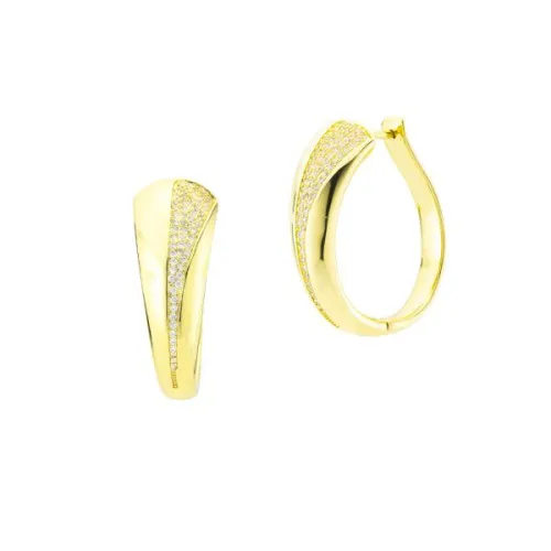 Orecchini ovali color oro giallo con zirconi Boccadamo