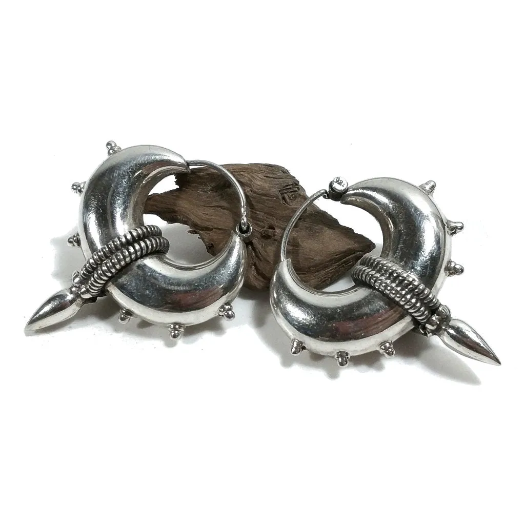 Cerchi in argento con punta e filigrana - bombati