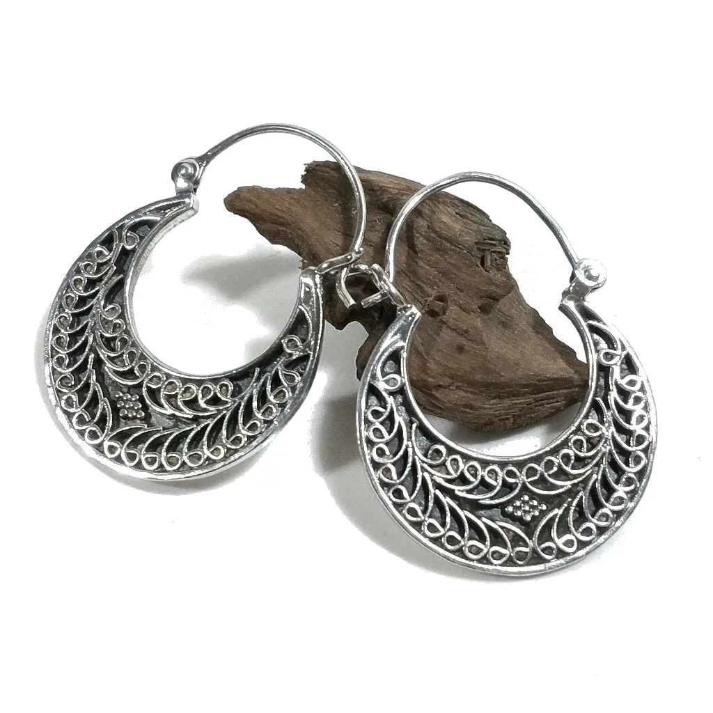 Ethnische filigrane 925er Silberohrringe - KATHUA