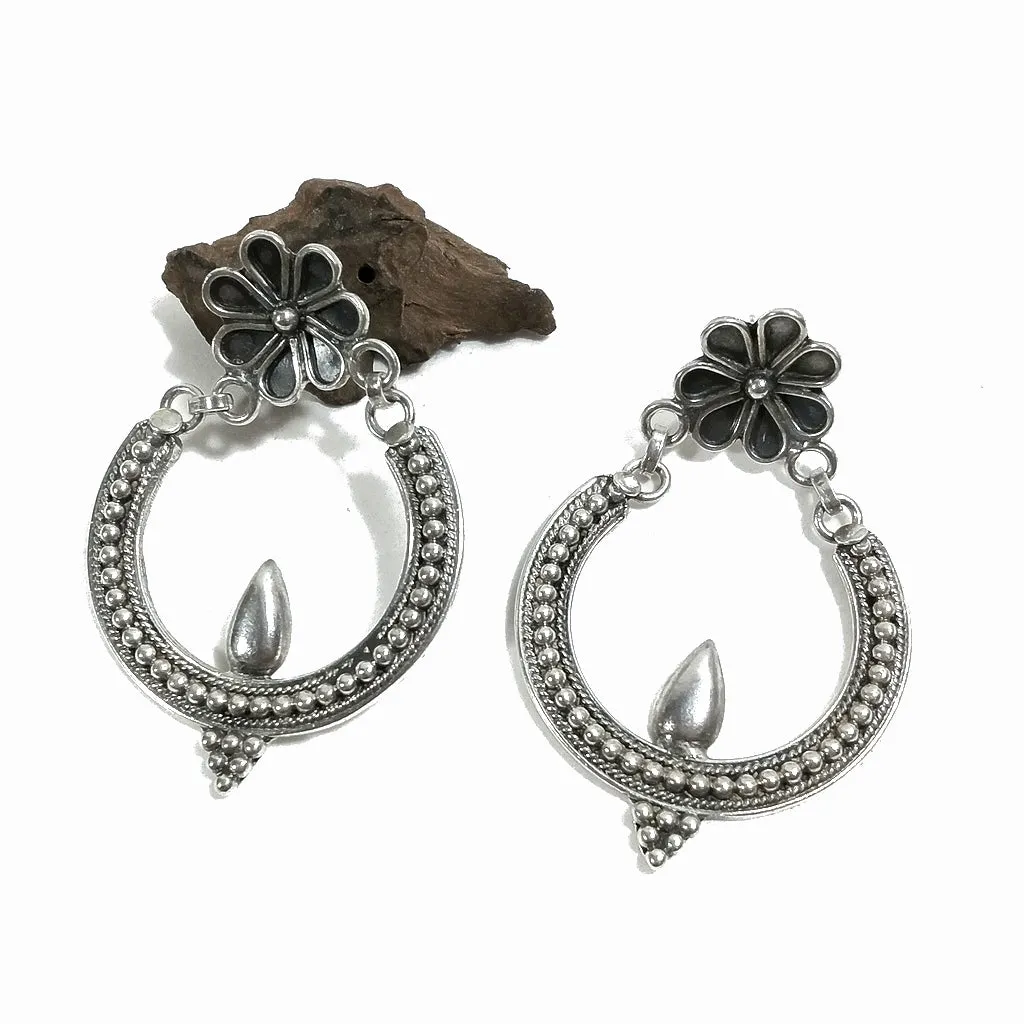 Ethnische Blumen-OHRRINGE aus 925er Silber