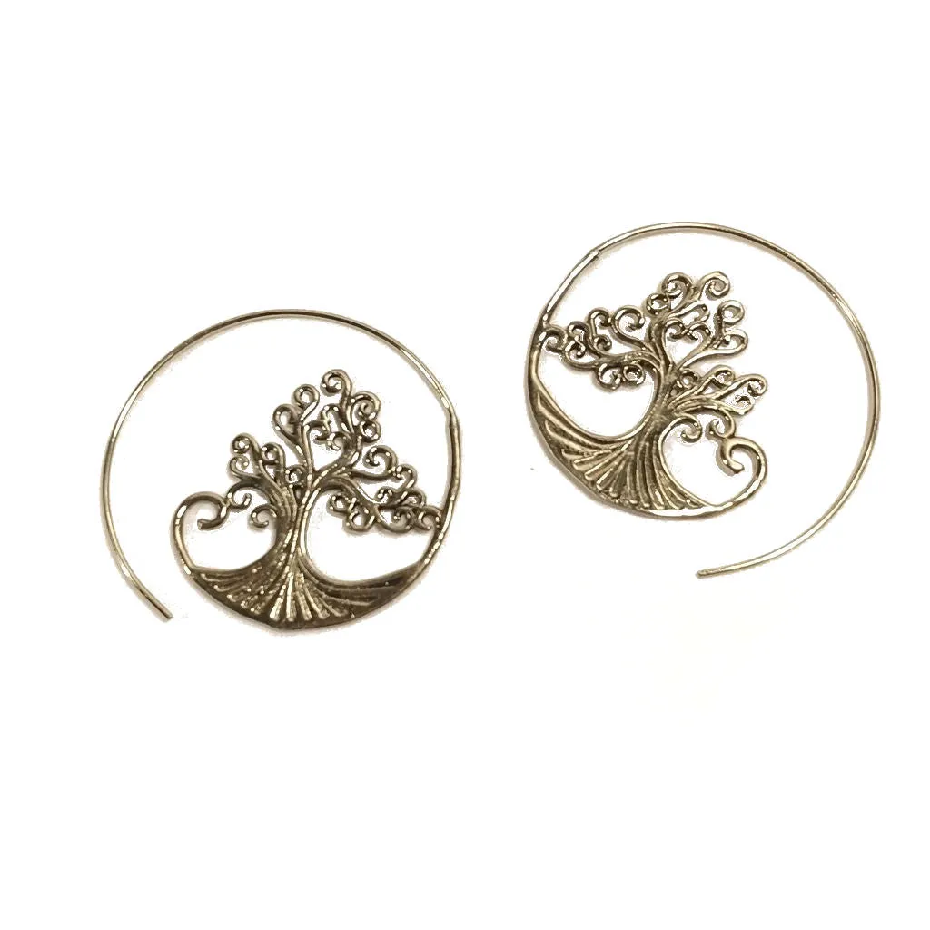 Lebensbaum-Ohrringe aus Messing