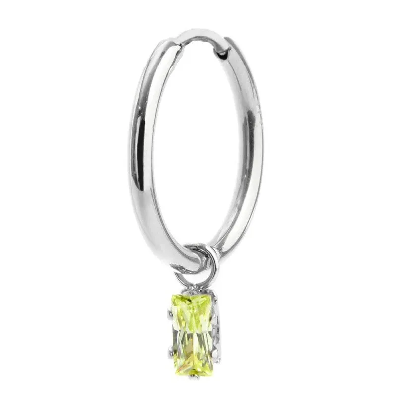 Mono orecchino Marlù donna Cerchio con cristallo baguette verde