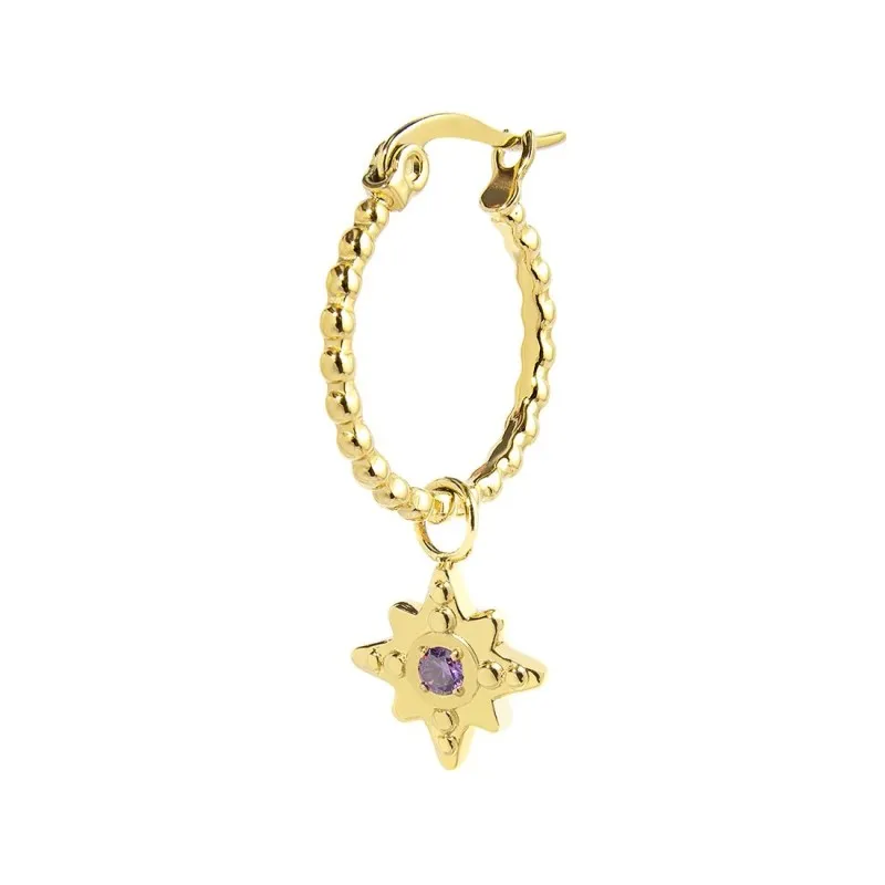 Orecchino a cerchio con rosa dei venti pendente