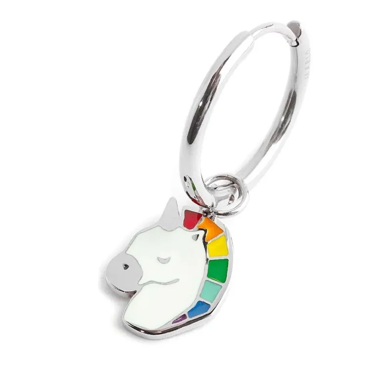 Orecchino a cerchio unicorno