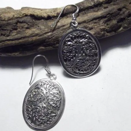 Ethnische filigrane ovale OHRRINGE aus 925er Silber