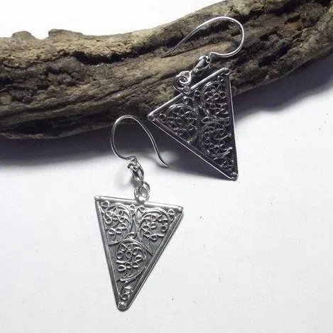 Ethnische OHRRINGE aus 925er Silber, großes filigranes Dreieck