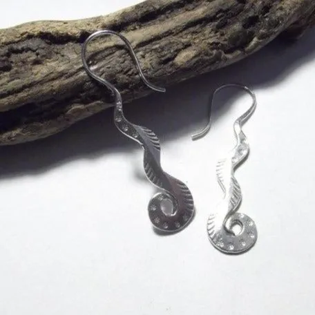 Ethnische OHRRINGE aus 925er Silber KAREN lange SPIRALE