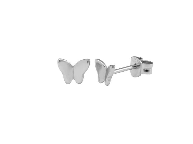 Pendientes Boton mariposa plata