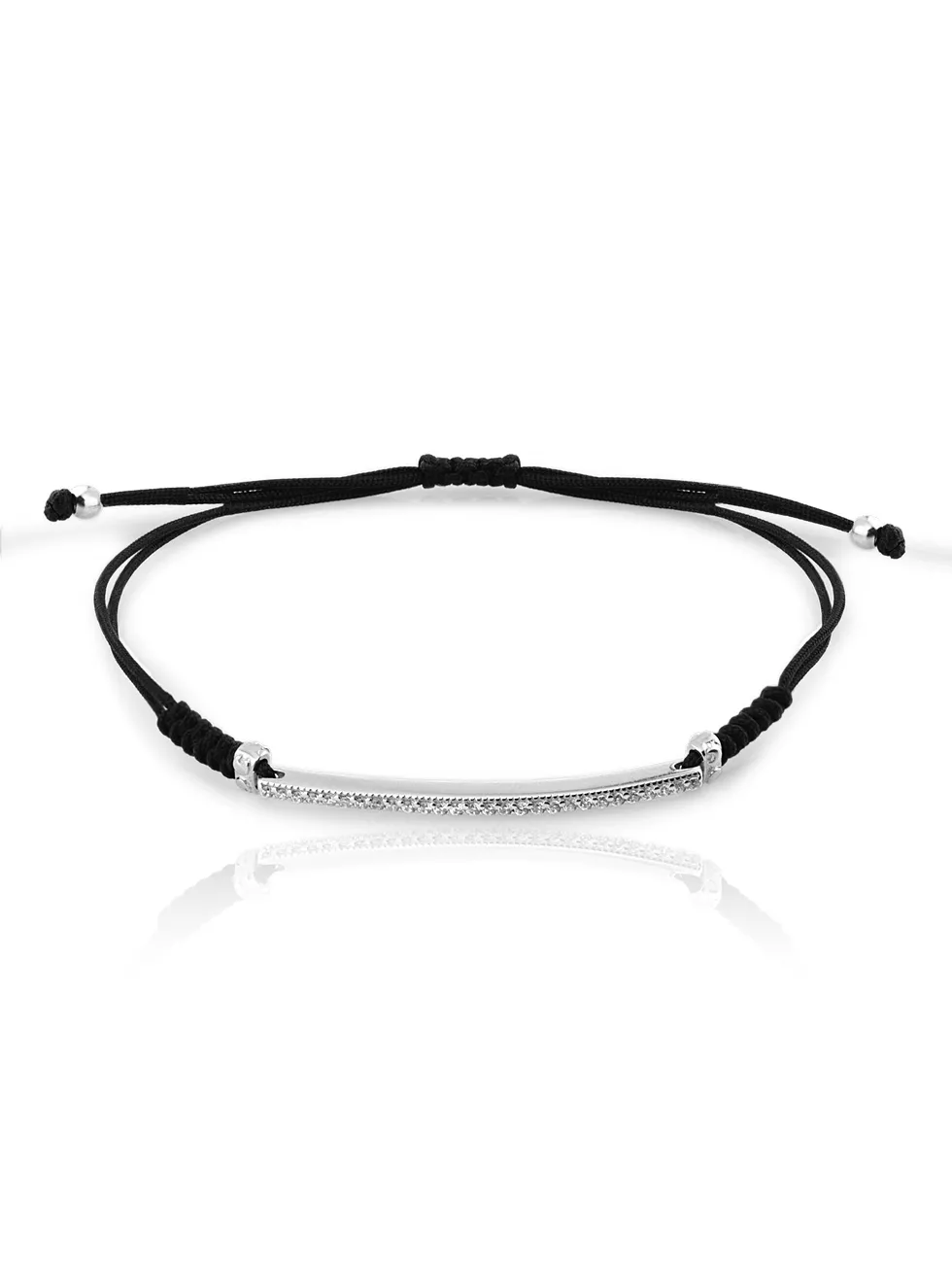 Pulsera BARRA CZ CUERDA plata