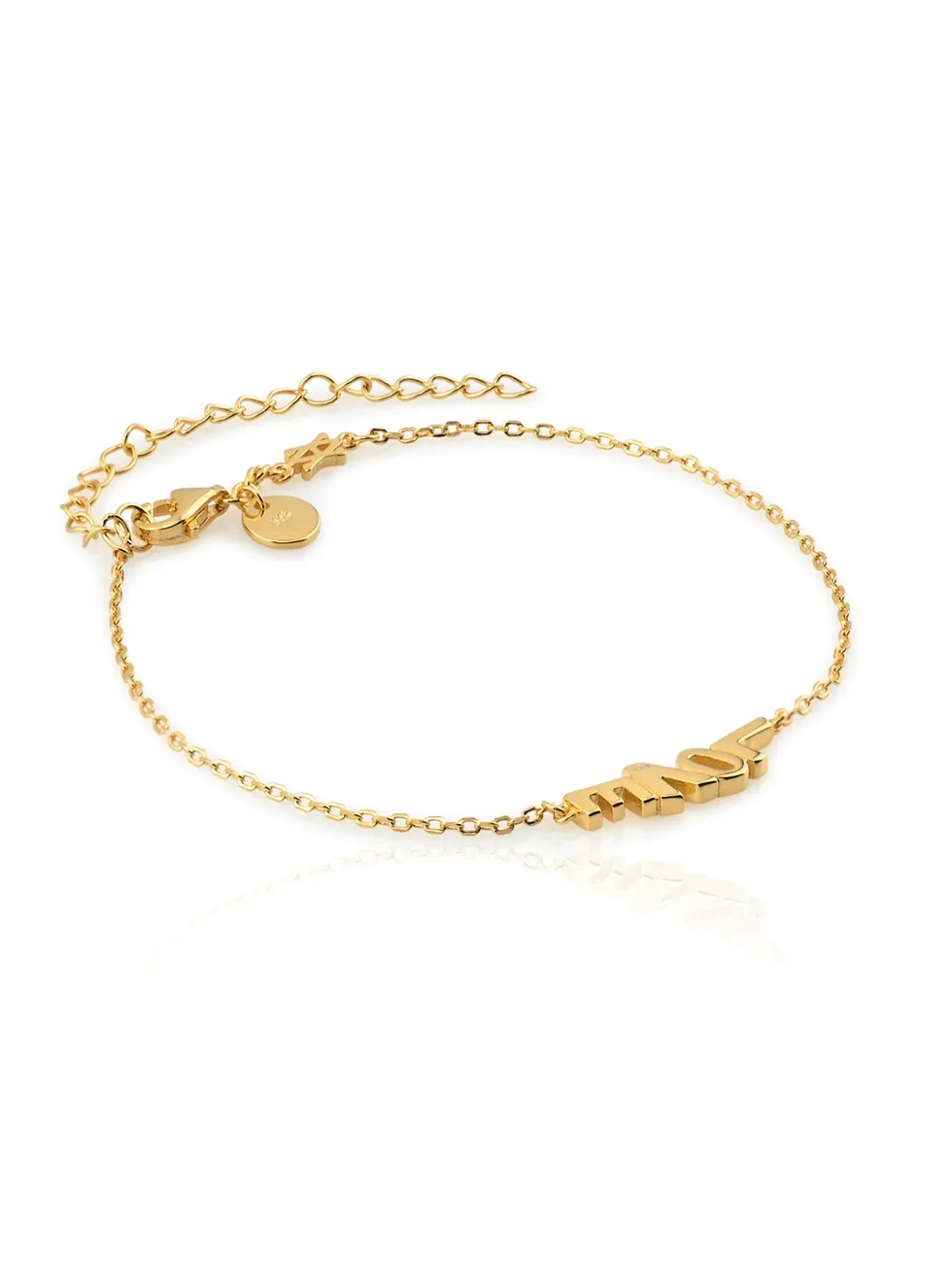 LOVE GLD. Pulsera plata de ley, baño oro.