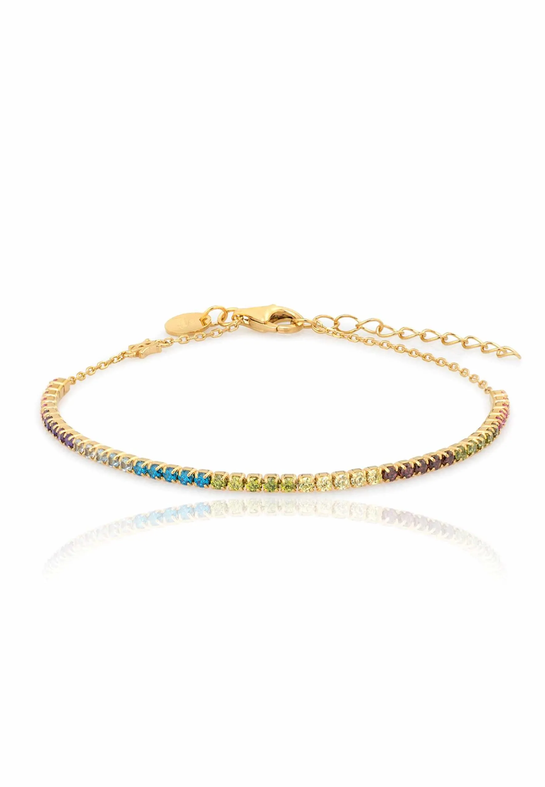 ARCOIRIS GLD. Pulsera plata de ley, piedras de colores, baño oro.