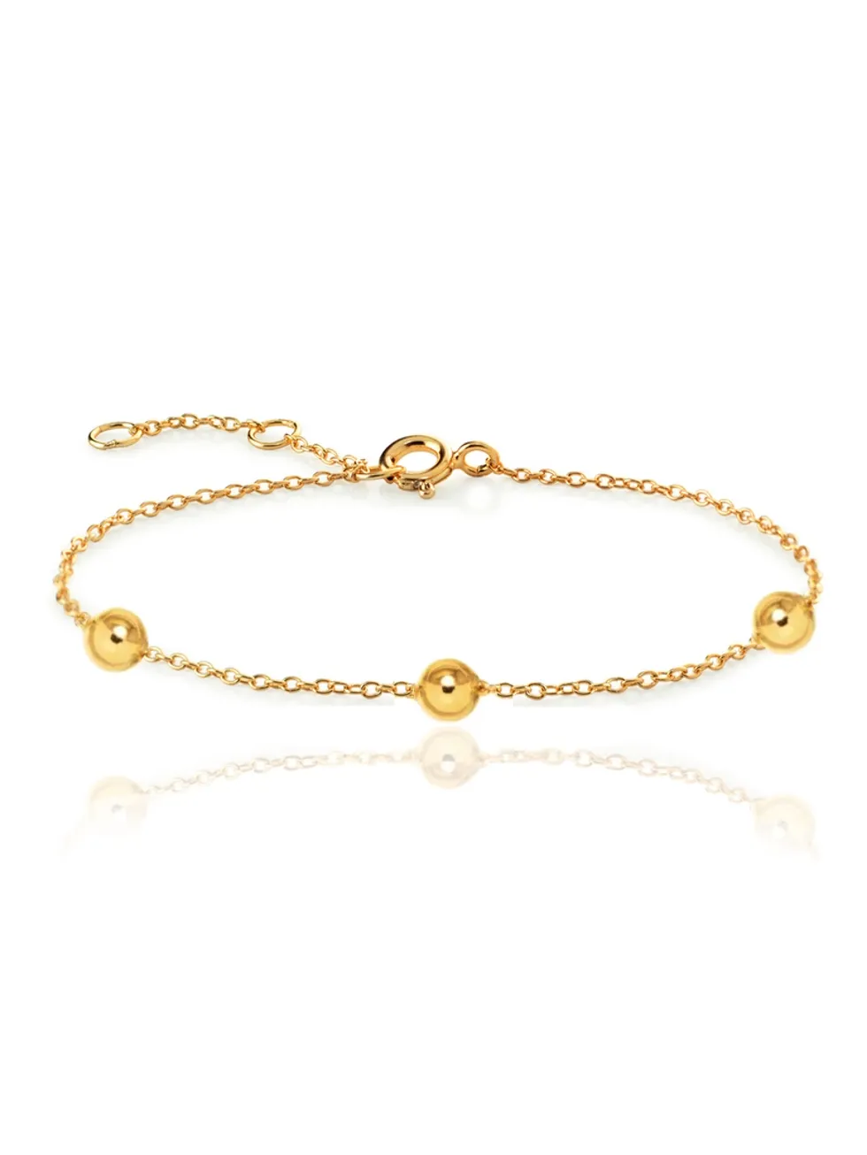 TRES BOLAS GLD. Pulsera plata de ley, baño oro.