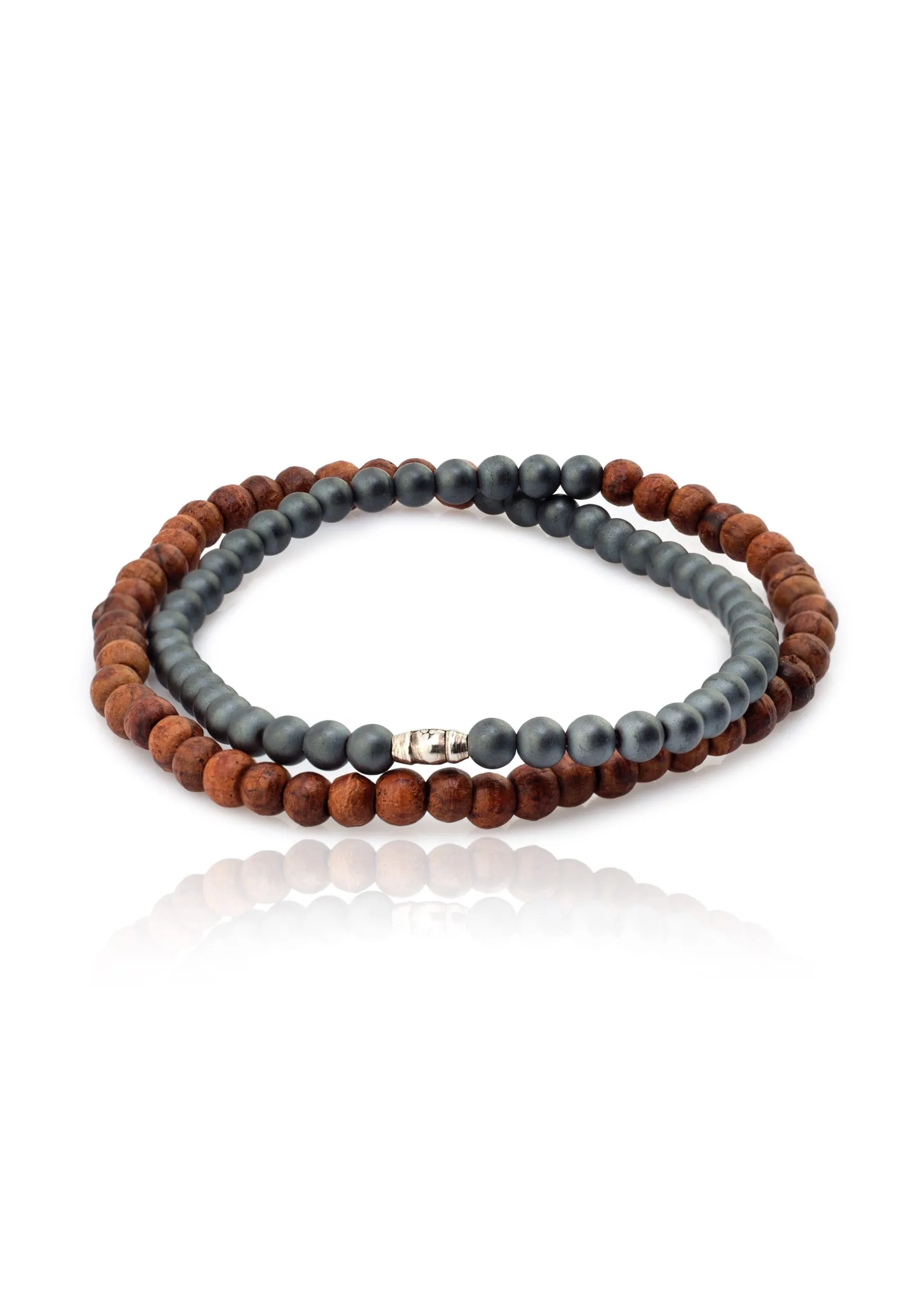 Pulsera hombre madera plata de ley hematite TRUTH.