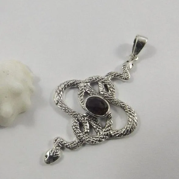Schlangenanhänger aus Silber mit Stein - ETAWAH