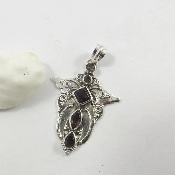 Rauchiger ANHÄNGER - Caduceus 925 Silber