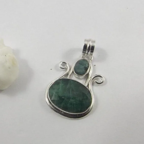 925er Silber-Smaragd-ANHÄNGER