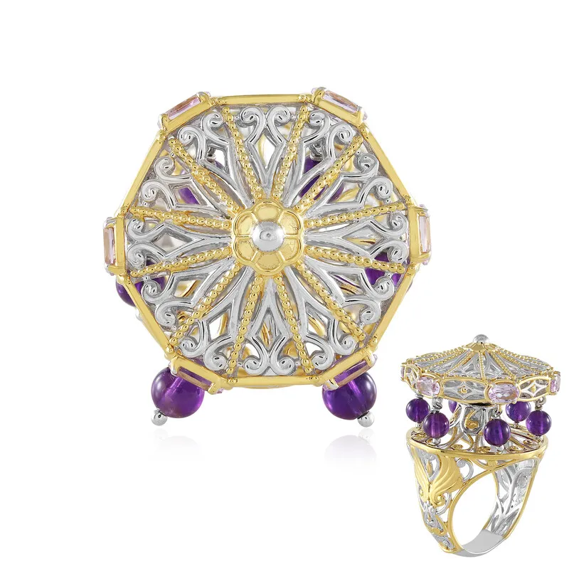 Anello in argento con Ametista Rose de France (Gems en Vogue)