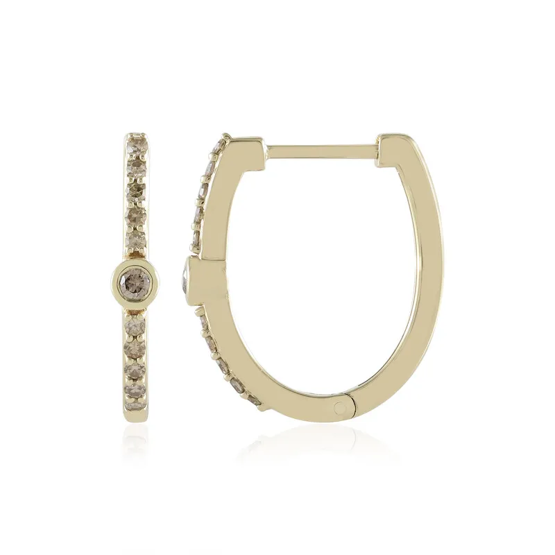 Orecchini in oro con Diamante Champagne SI1