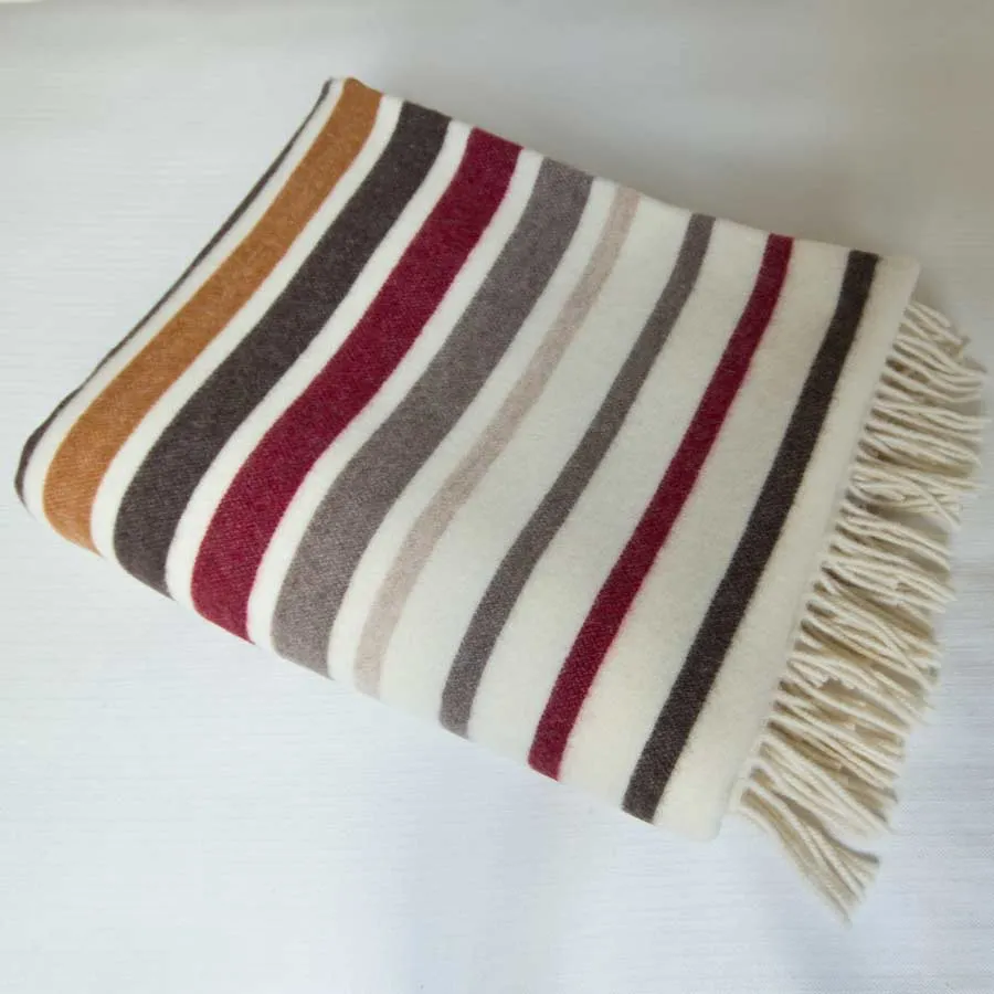 Wolldecke 'Farbenspiel' | 100% Merinowolle | 130 x 180 cm | 350g/m²  | gestreift | Made in Germany