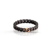 ManoJ Anello Grumetta Titanio ed Oro rosa