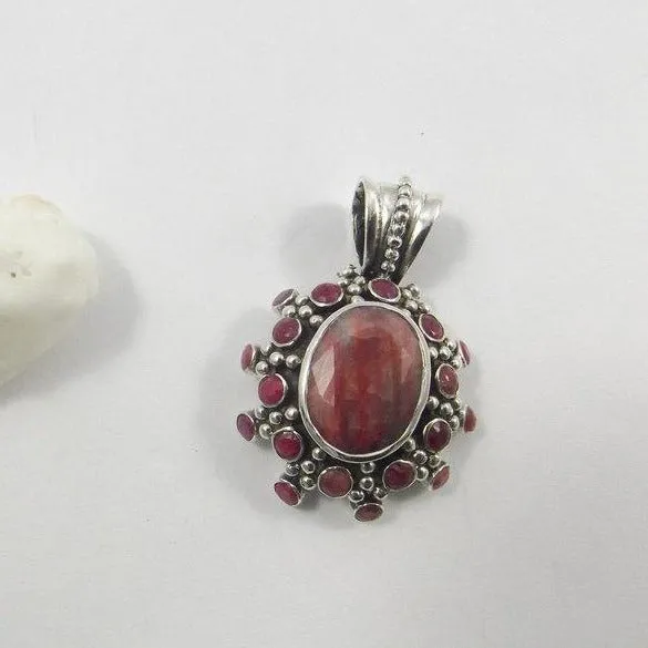 Rubin-ANHÄNGER - 925er Silber