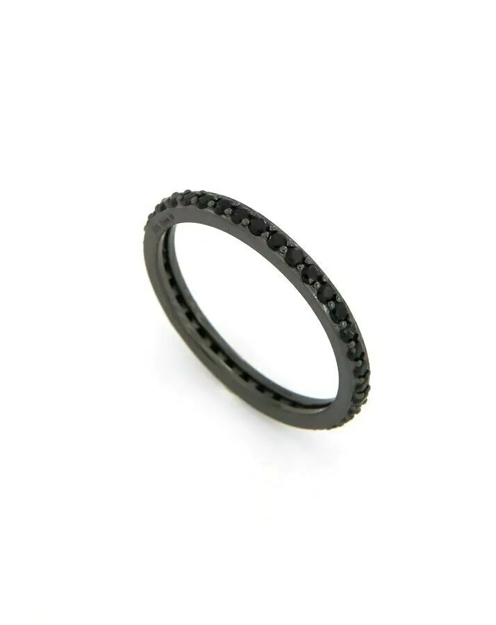 Anello Eternity in argento 925 brunito rutenio zirconi neri