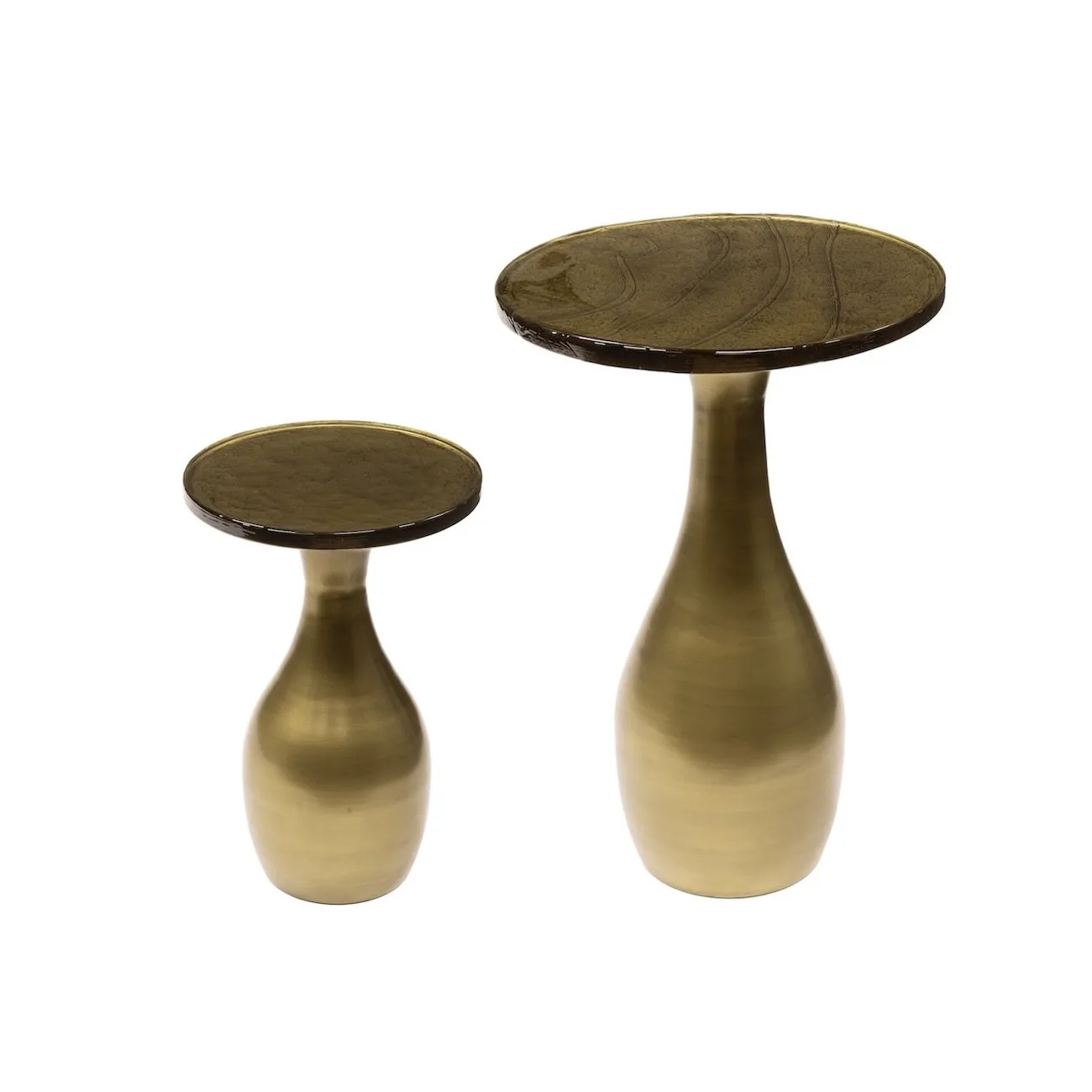 SELENA - Beistelltisch-Set aus Metall und Glas in Gold