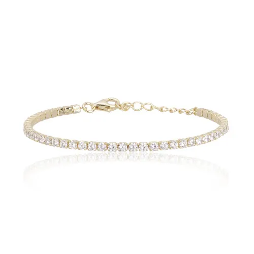 Tennis Bracciale in Argento 925/°°° Dorato e Zirconi