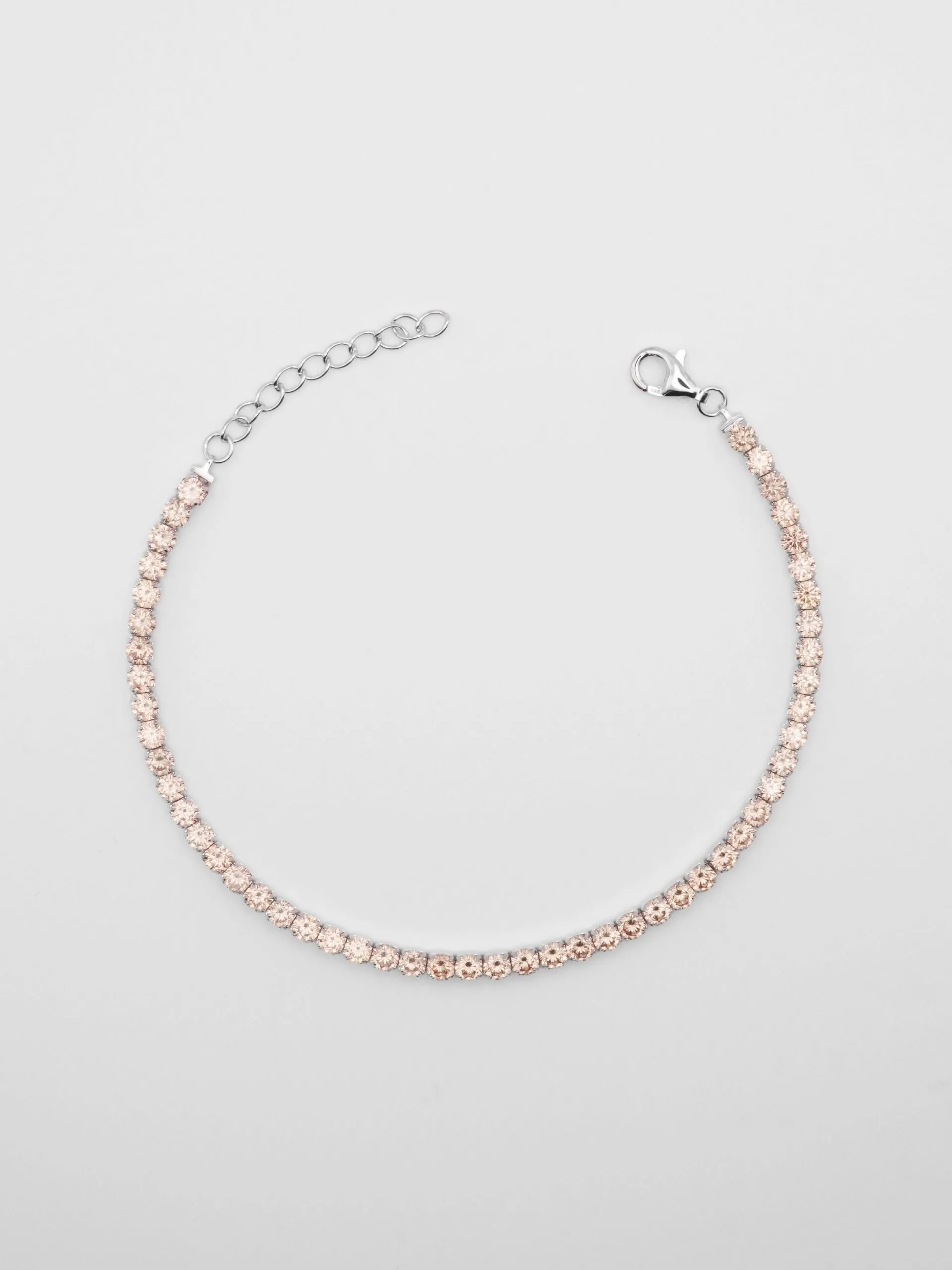 Bracciale Tennis 3mm Argento con Zirconi Champagne