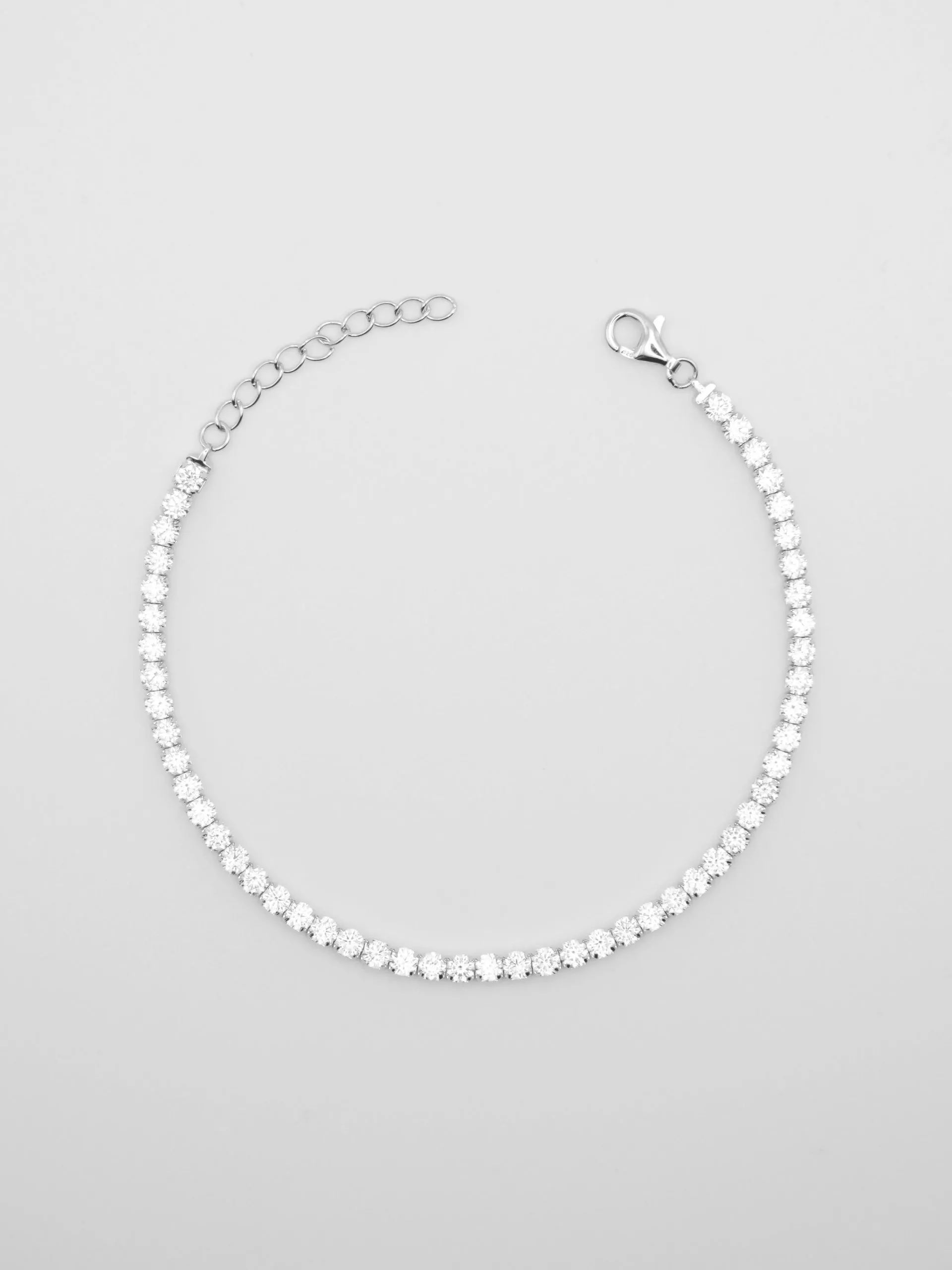 Bracciale Tennis 3mm Argento con Zirconi Bianchi