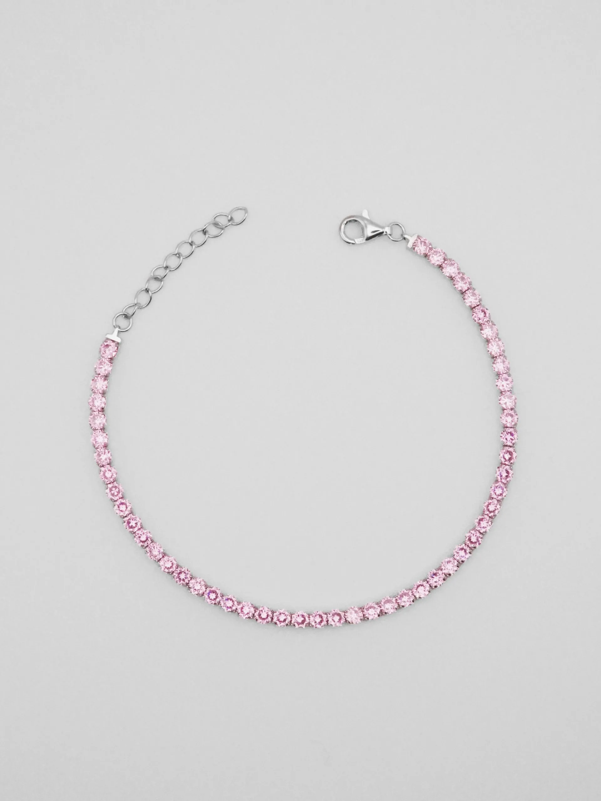 Bracciale Tennis 3mm Argento con Zirconi Rosa