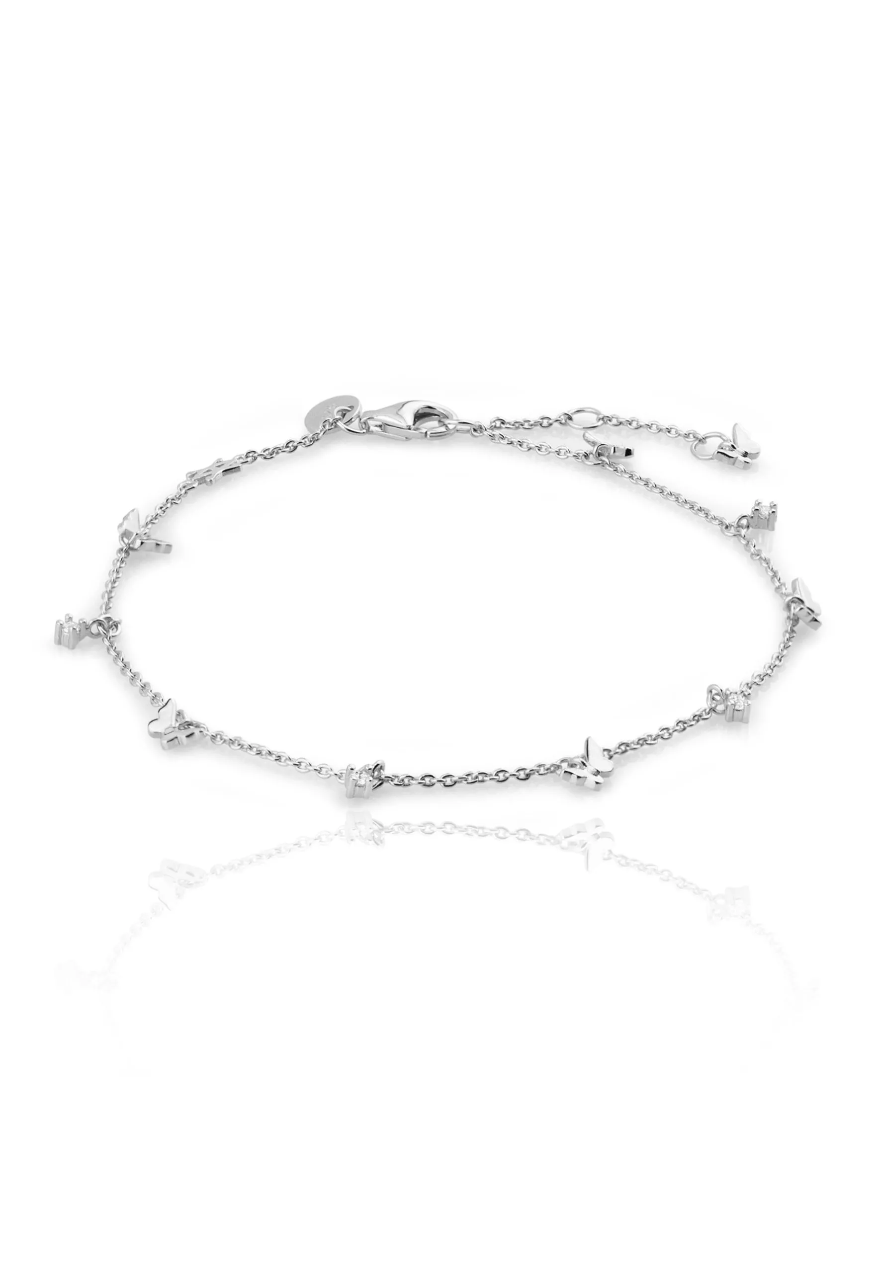 Tobillera CINCO MARIPOSAS en plata de ley