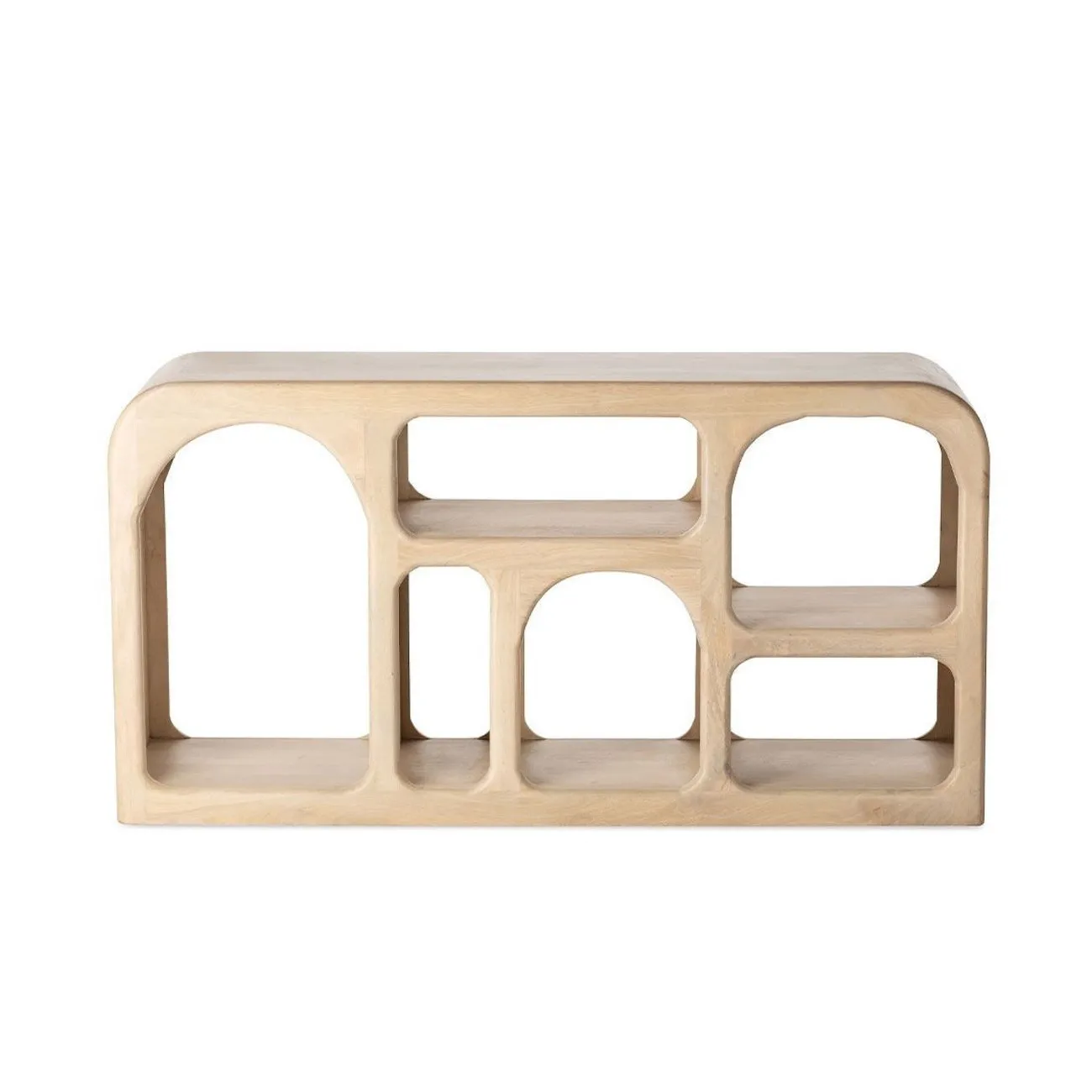 UYUNI - Beigefarbenes niedriges Regal mit Nischen L145