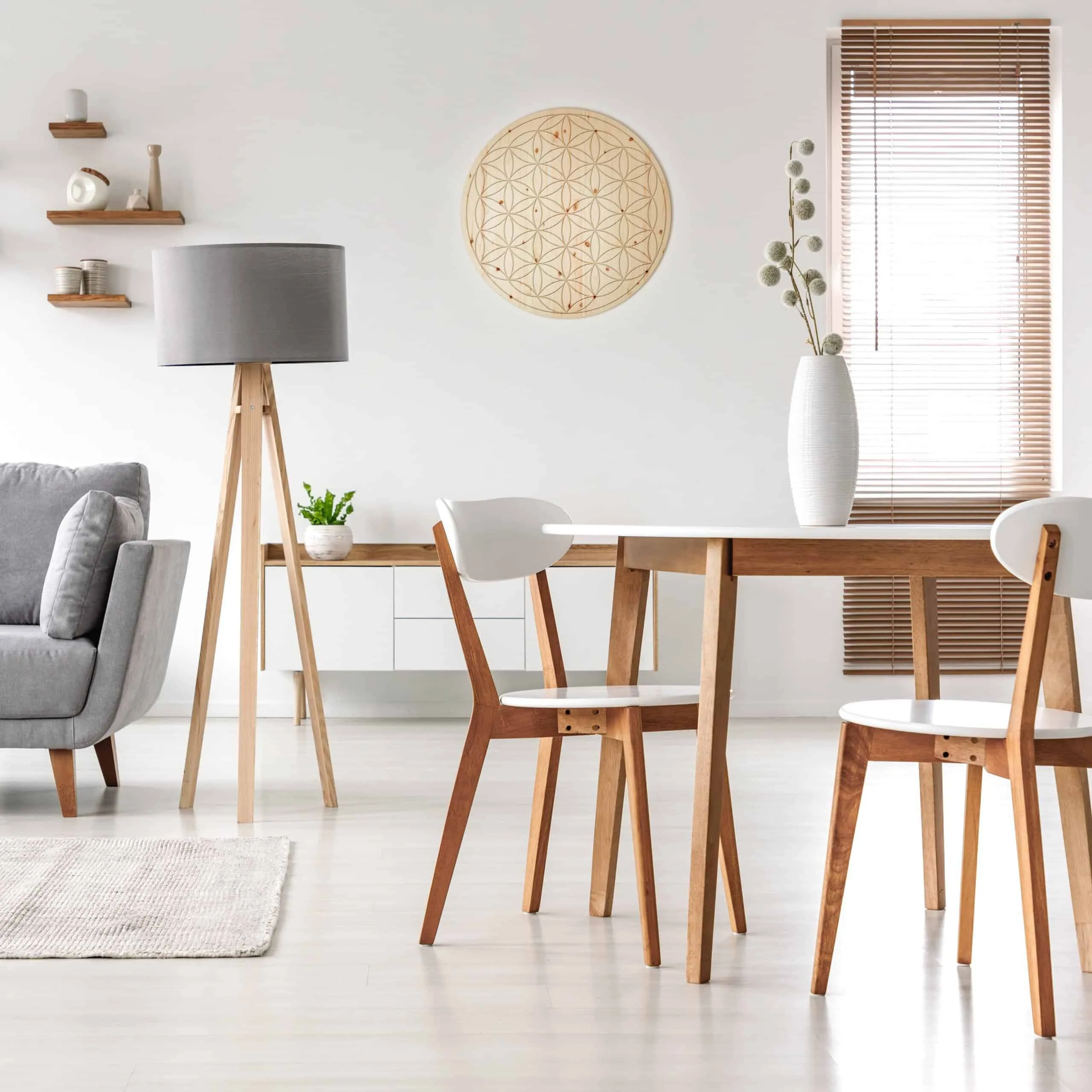 Wandbild ‘Zirbenblume des Lebens’ | aus Zirbenholz | Ø ca. 30 cm